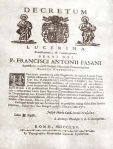 Lucera - Chiesa di S. Francesco - Documento per Vaticano per la Beatificazione del Padre Maestro