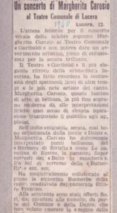 Lucera -Teatro Garibaldi - Un ritaglio del Giornale d'Italia sul Concerto della Carosio 1940